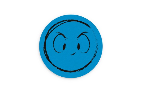 Motiv Untersetzer Smiley cyan Kreis Ø 90 mm